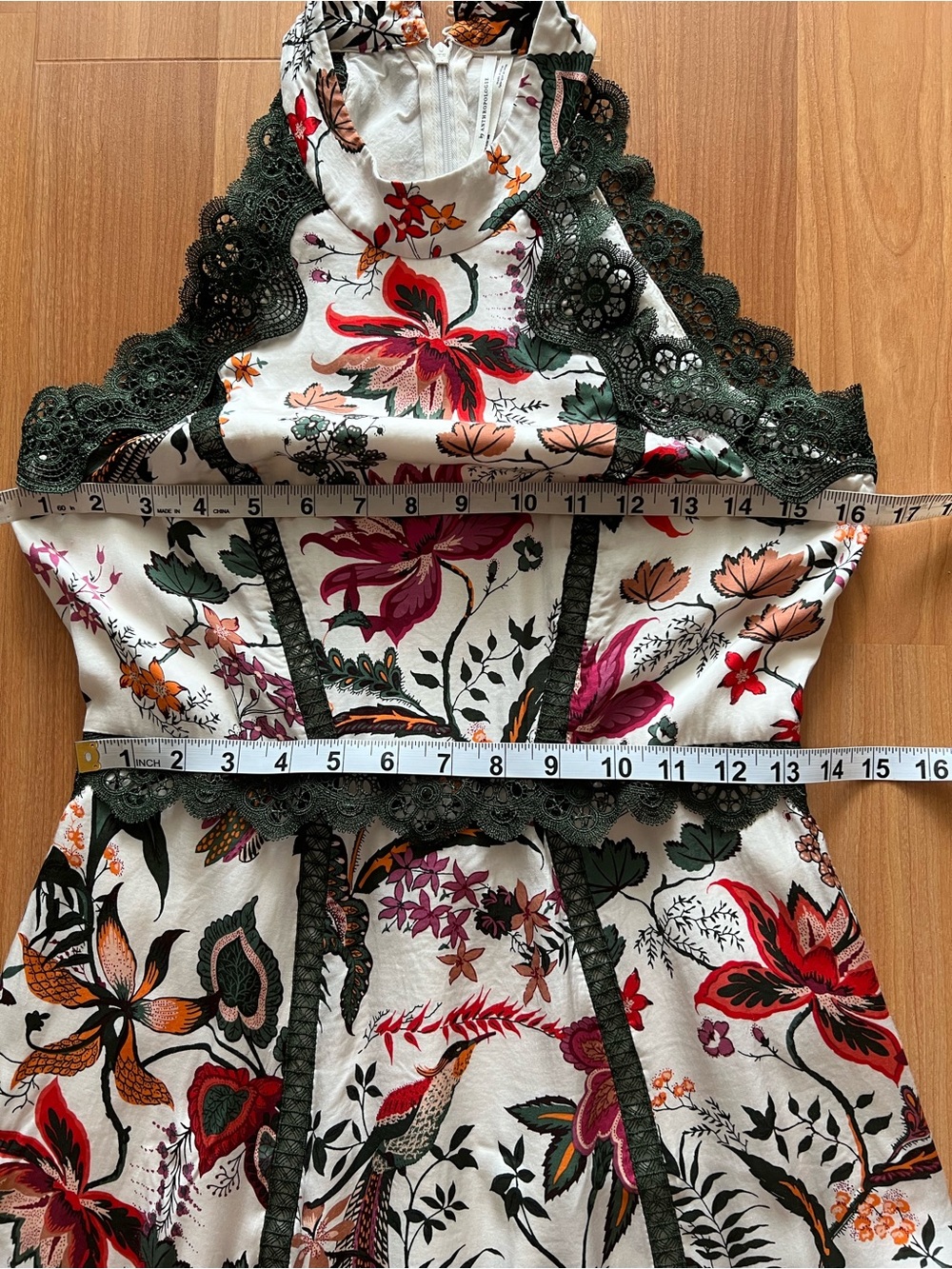 Anthropologie Lace Trim Floral A-Line Dress Pockets Sleeveless Size 6 - Picture 3 of 16